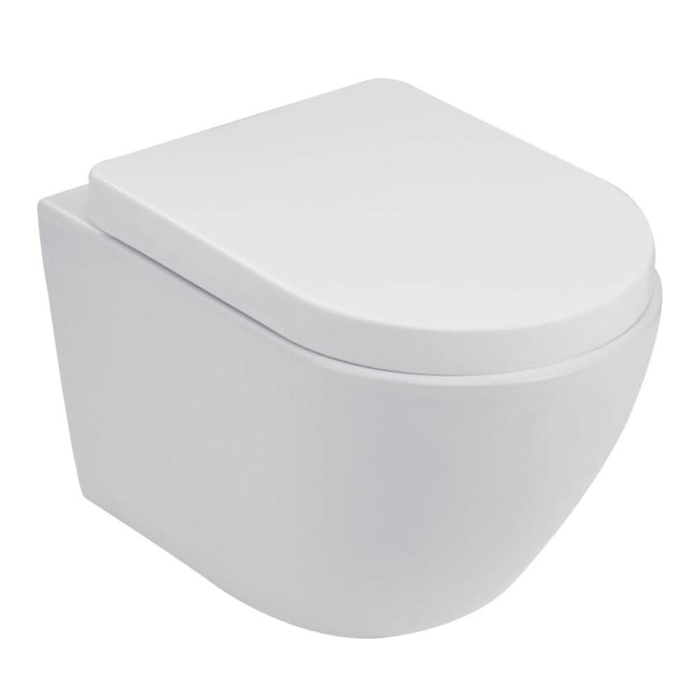 35cm W White Bathroom Wall Mounted Elongated Toilet
