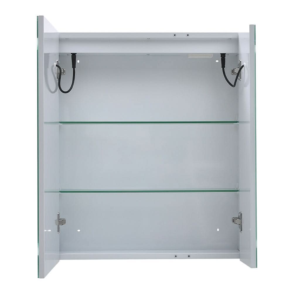 Frameless 2-Door LED Mirror Cabinet with Clock Display