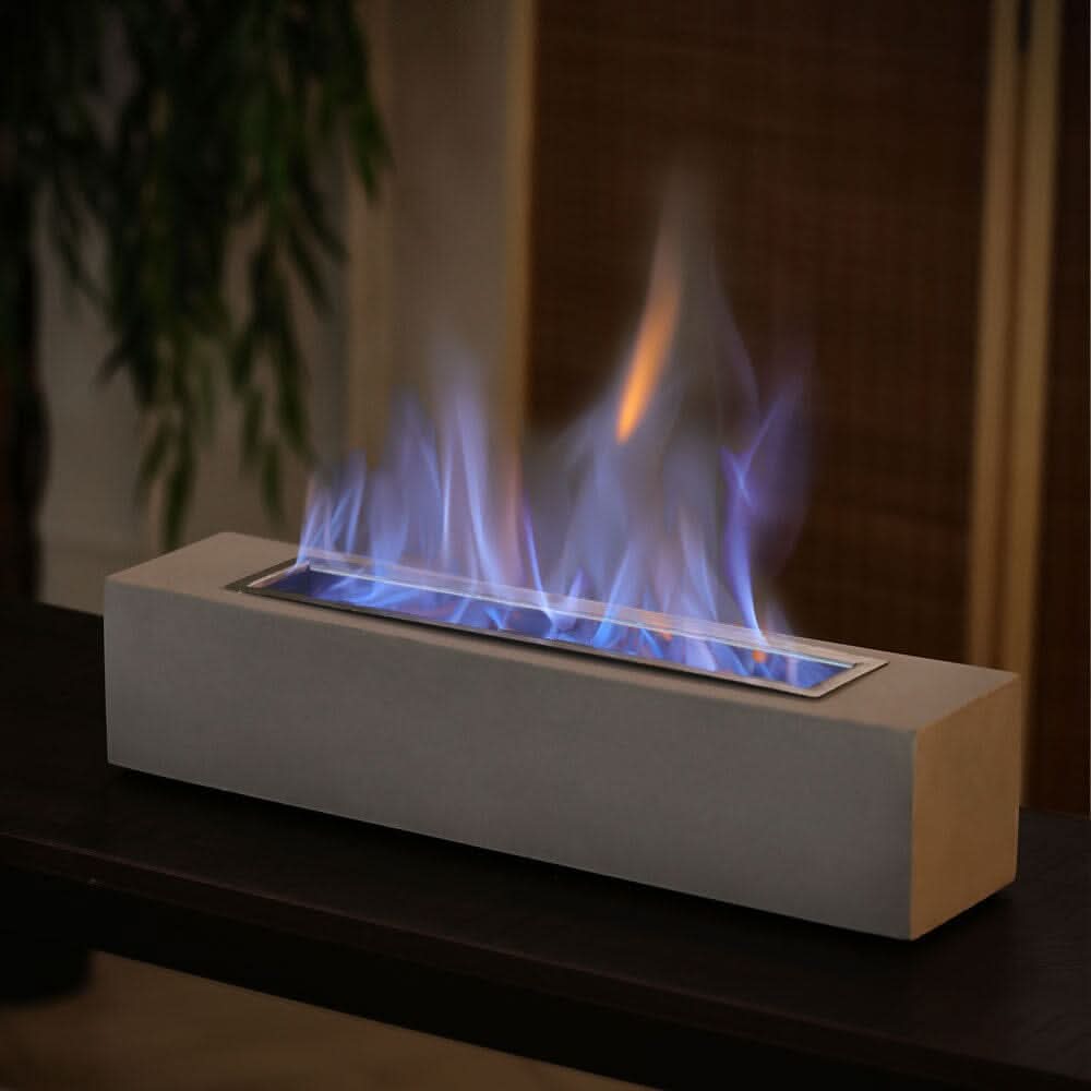 Concrete Rectangle Bio-Ethanol Outdoor Tabletop Fireplace