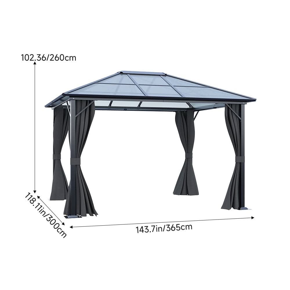 3*3.65*2.6m Dark Grey Single-roof Sunshade Canopy with Surrounding Fabric
