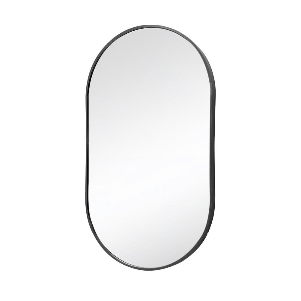 70cm Height Modern Oval Metal Bathroom Wall Mirror Black