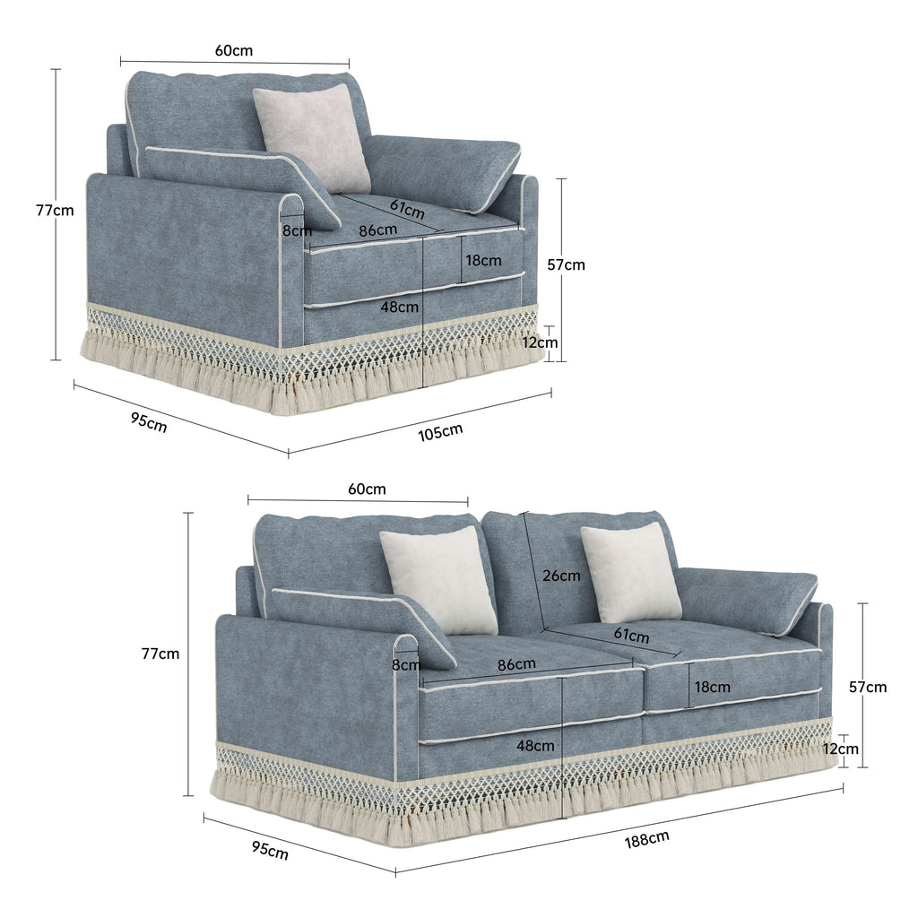 Cotton Linen Detachable Modular Sofa with Fringed Trim