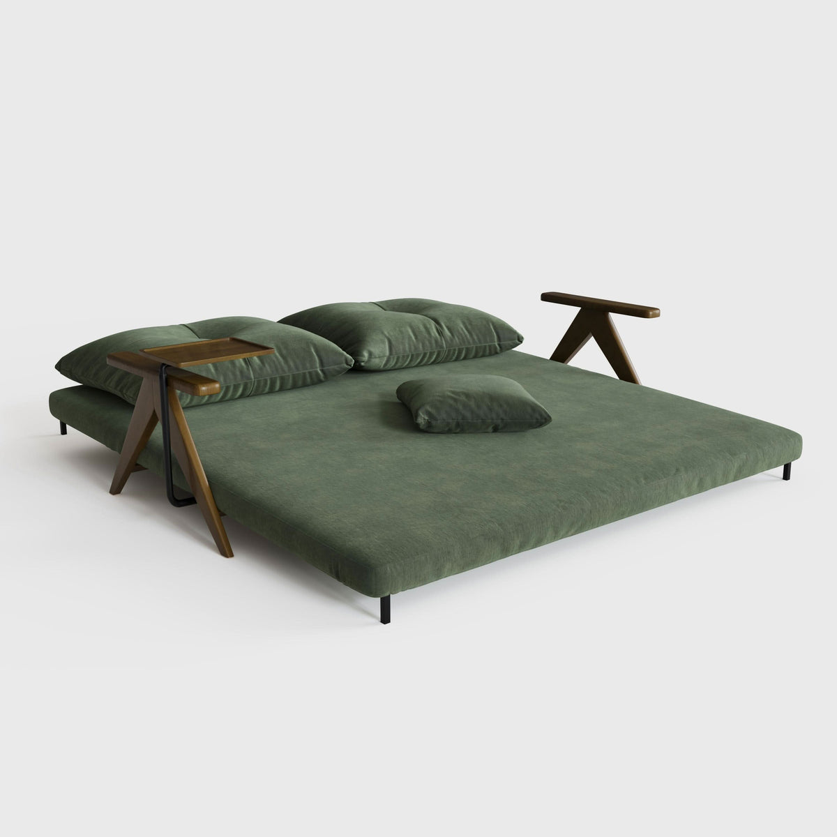 Cottonfy Foldable Matte Fabric Solid Wood 3 Mode Sofa Bed