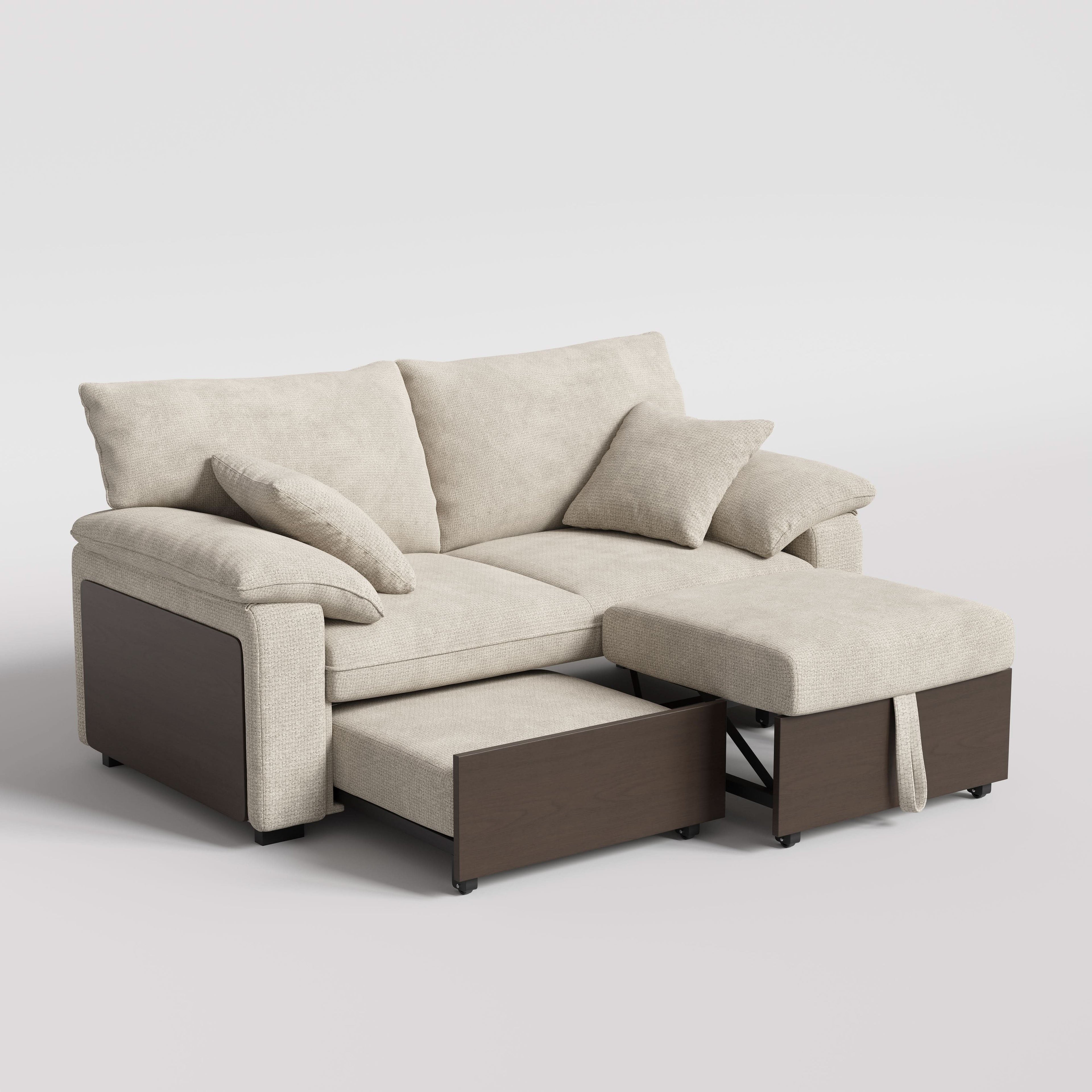 Cottonfy Luxurious Solid Wood Versatile 2-Seater Pull Out Sofa Bed