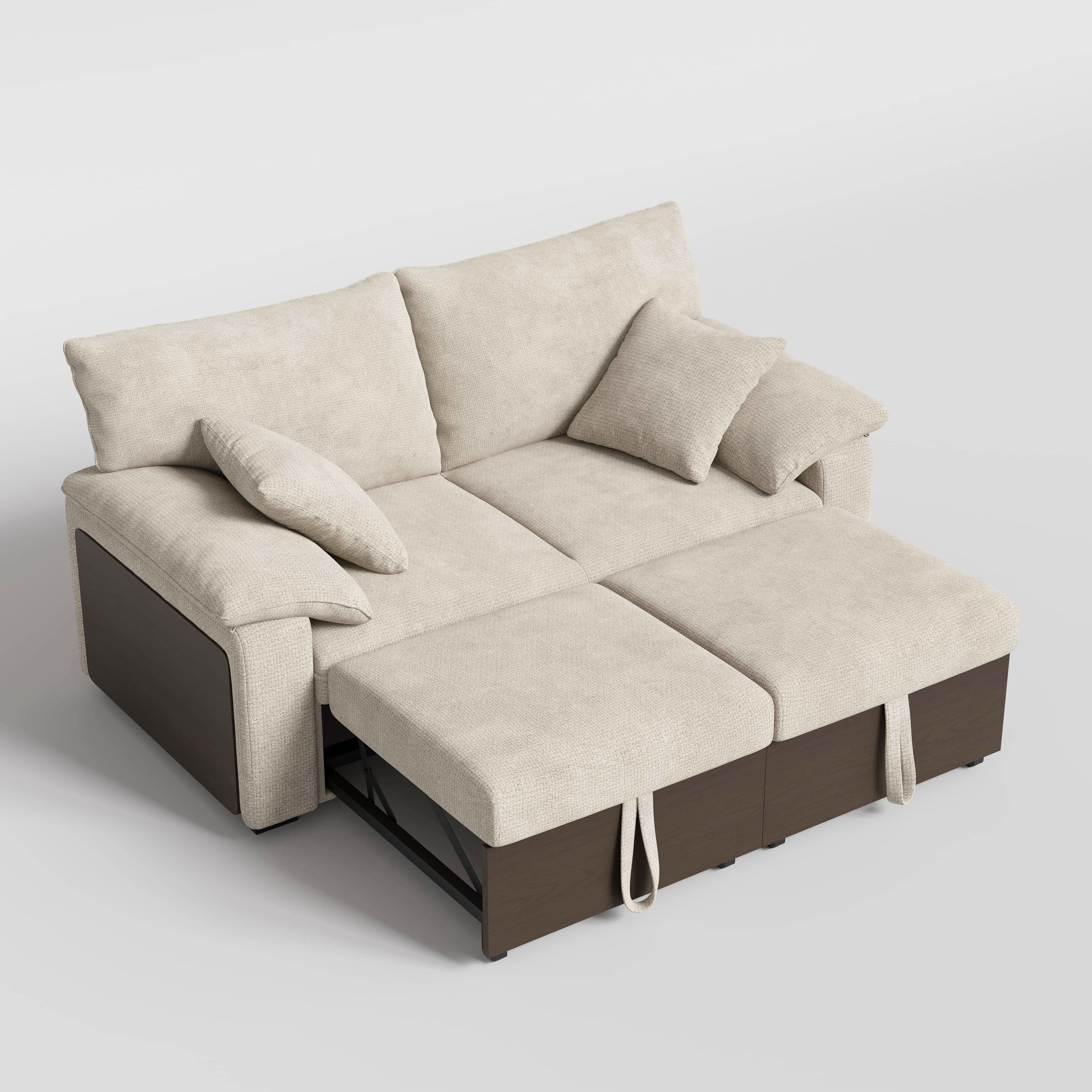 Cottonfy Luxurious Solid Wood Versatile 2-Seater Pull Out Sofa Bed