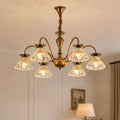 6-Light Gold Vintage Floral Glass Chandelier | E14 Ceiling Lamp
