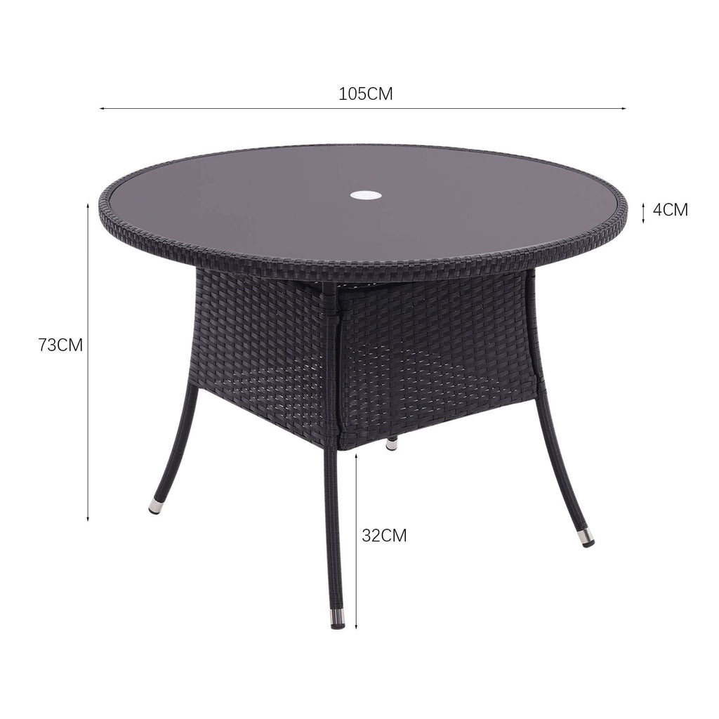 Round/Square Rattan Garden Table & Parasol Hole
