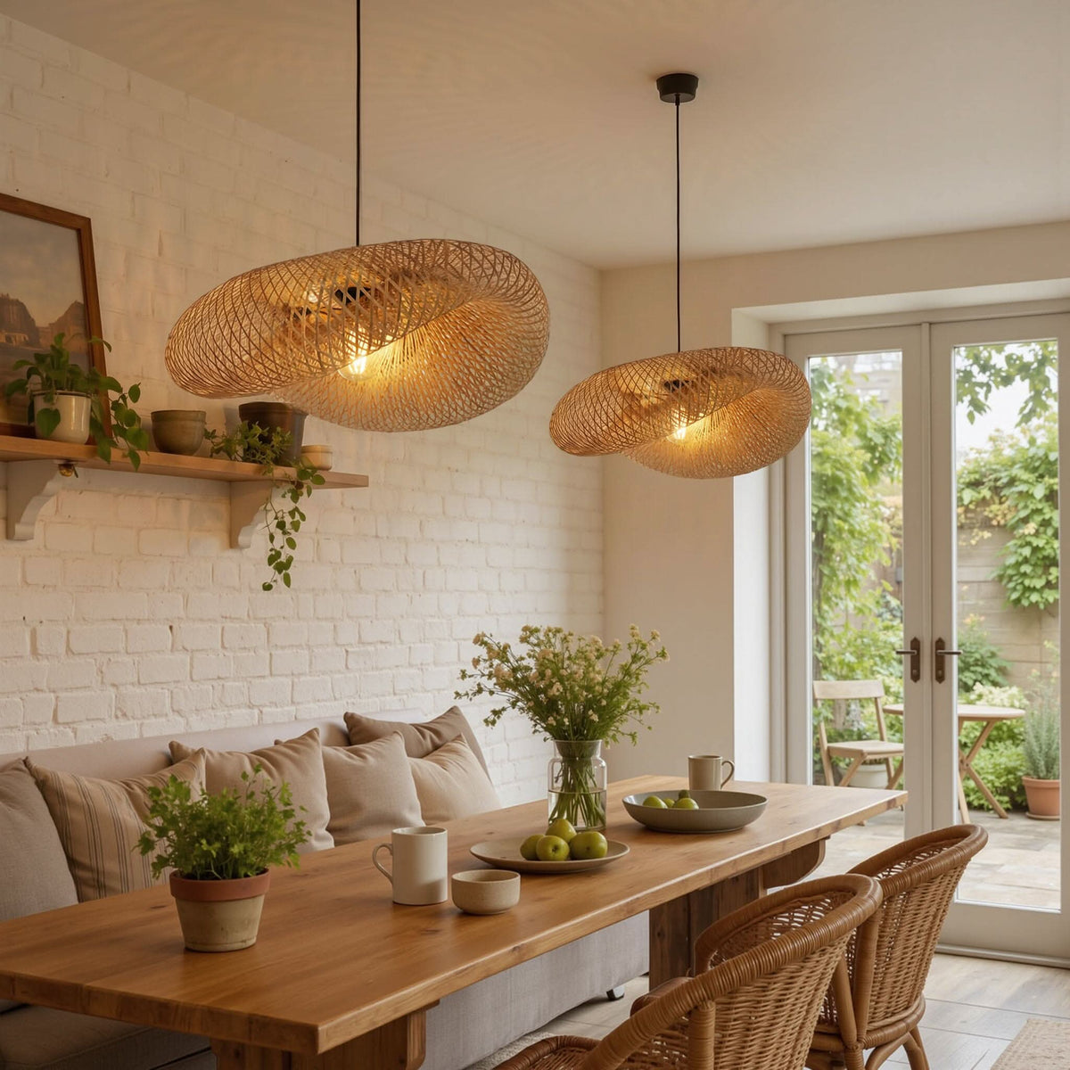 Lightsin Eco-Friendly Handmade Bamboo Pendant Light 60/80cm for Dining Room & Living Room