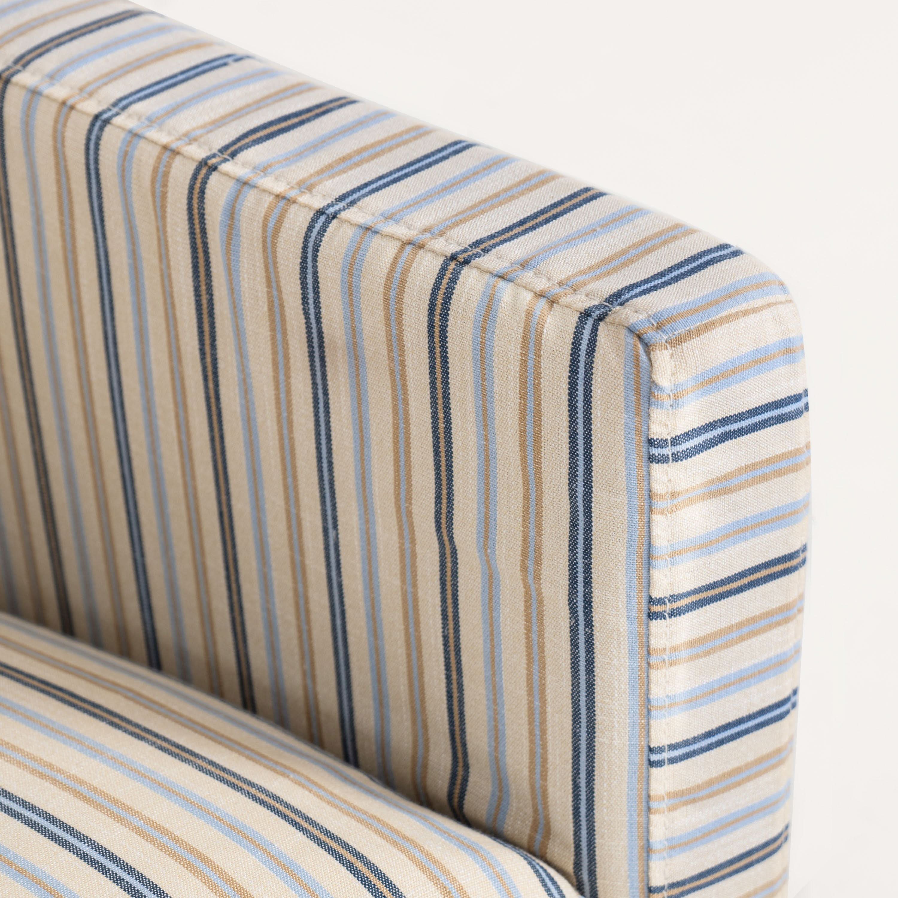 Cottonfy Blue Pinstripe 3 Seater Sofa with Removable Covers