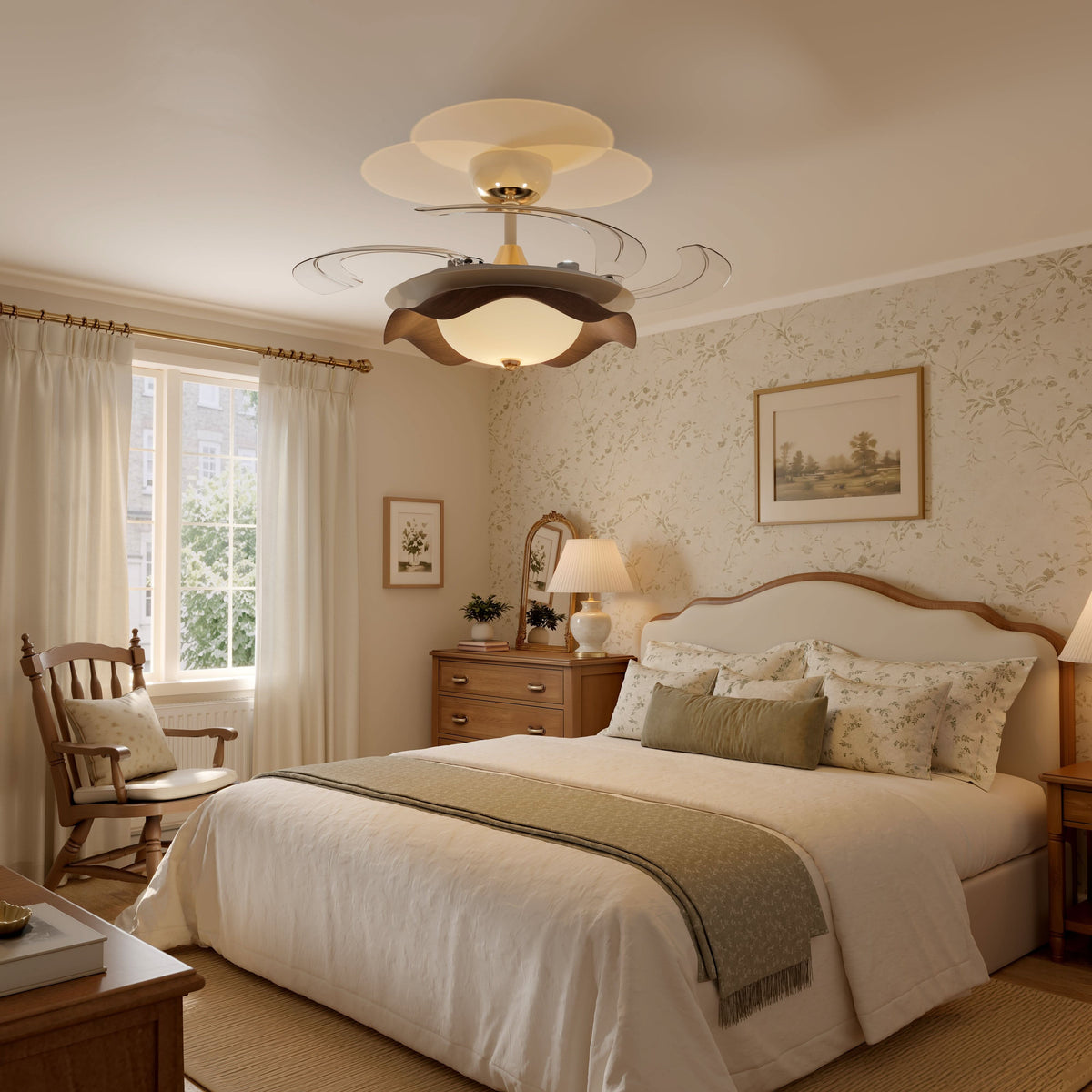 Lightsin 42 Inch Ceiling Fan with Dimmable LED and Reverse Airflow