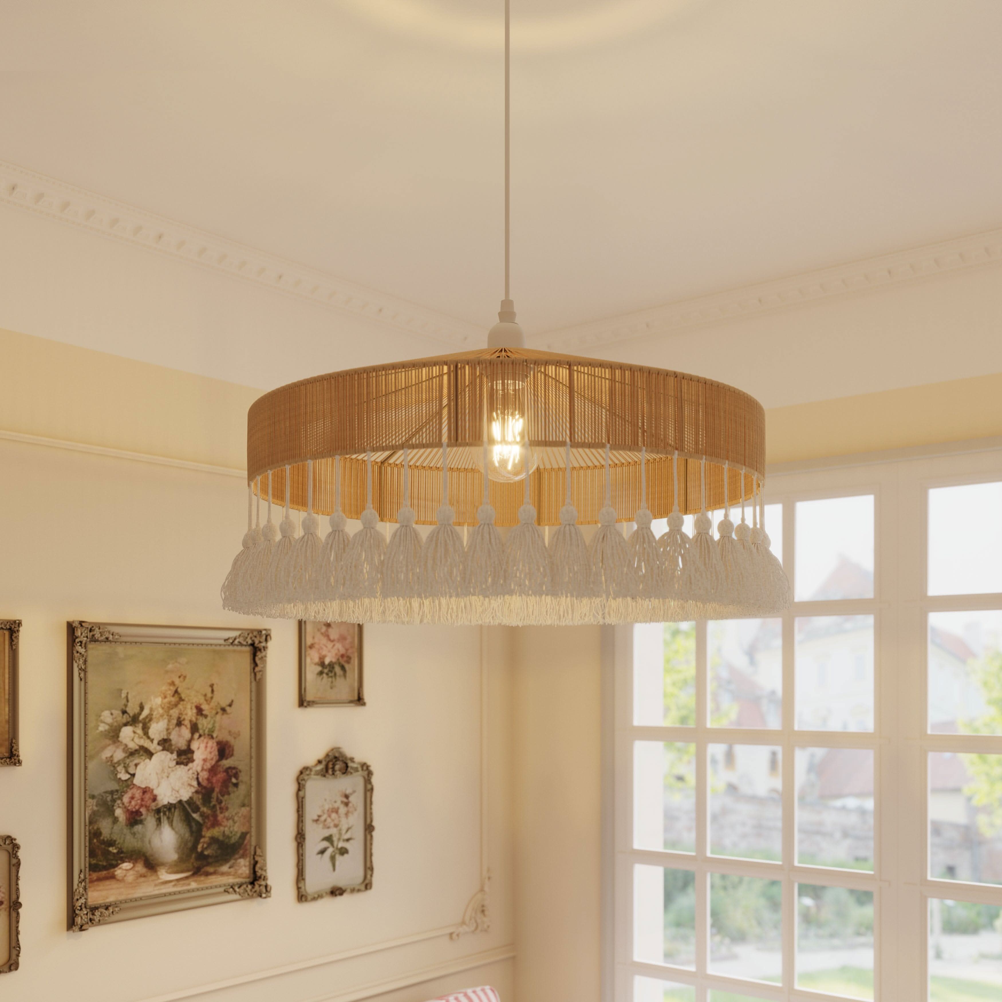 Lightsin Tassel Breeze Woven Pendant Light | Handcrafted Paper Rope Boho Ceiling Lamp