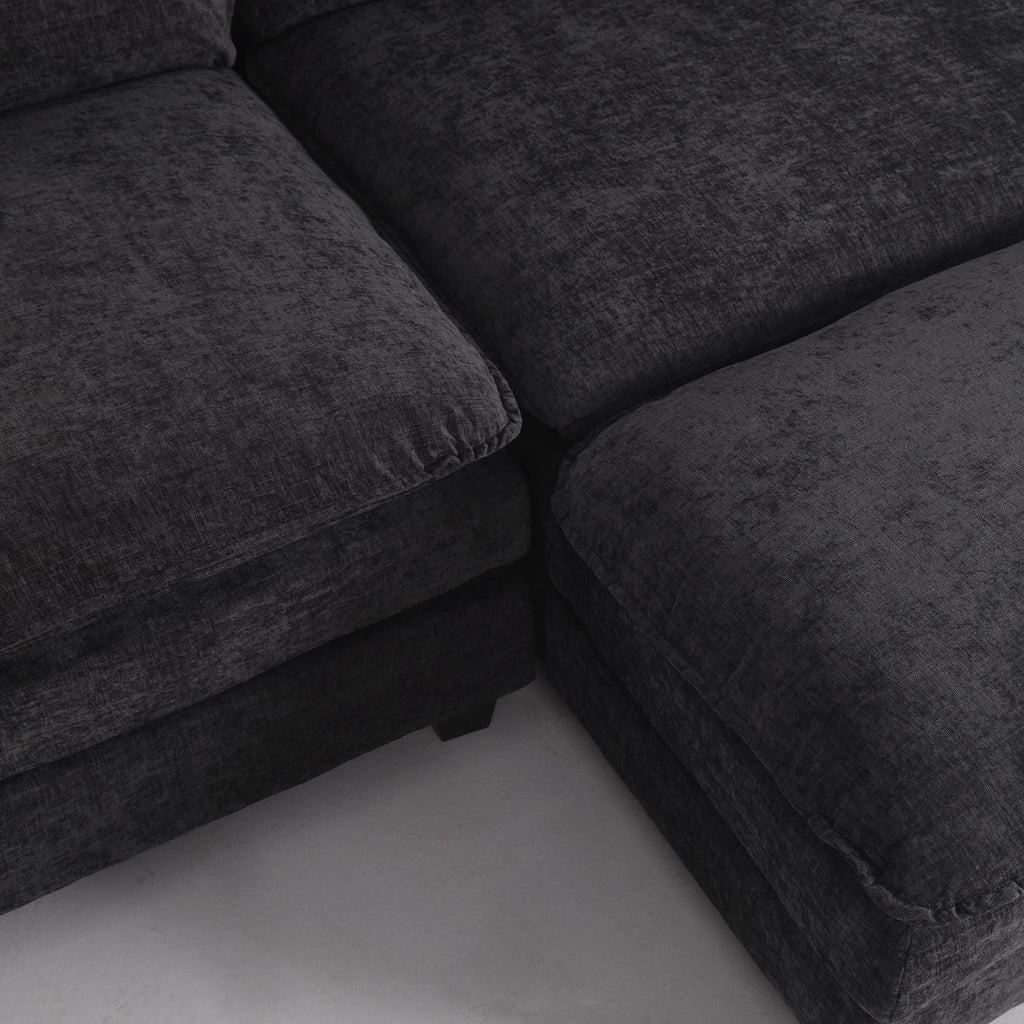 Modular Sofa Set with Chenille Upholstery and Wooden Frame