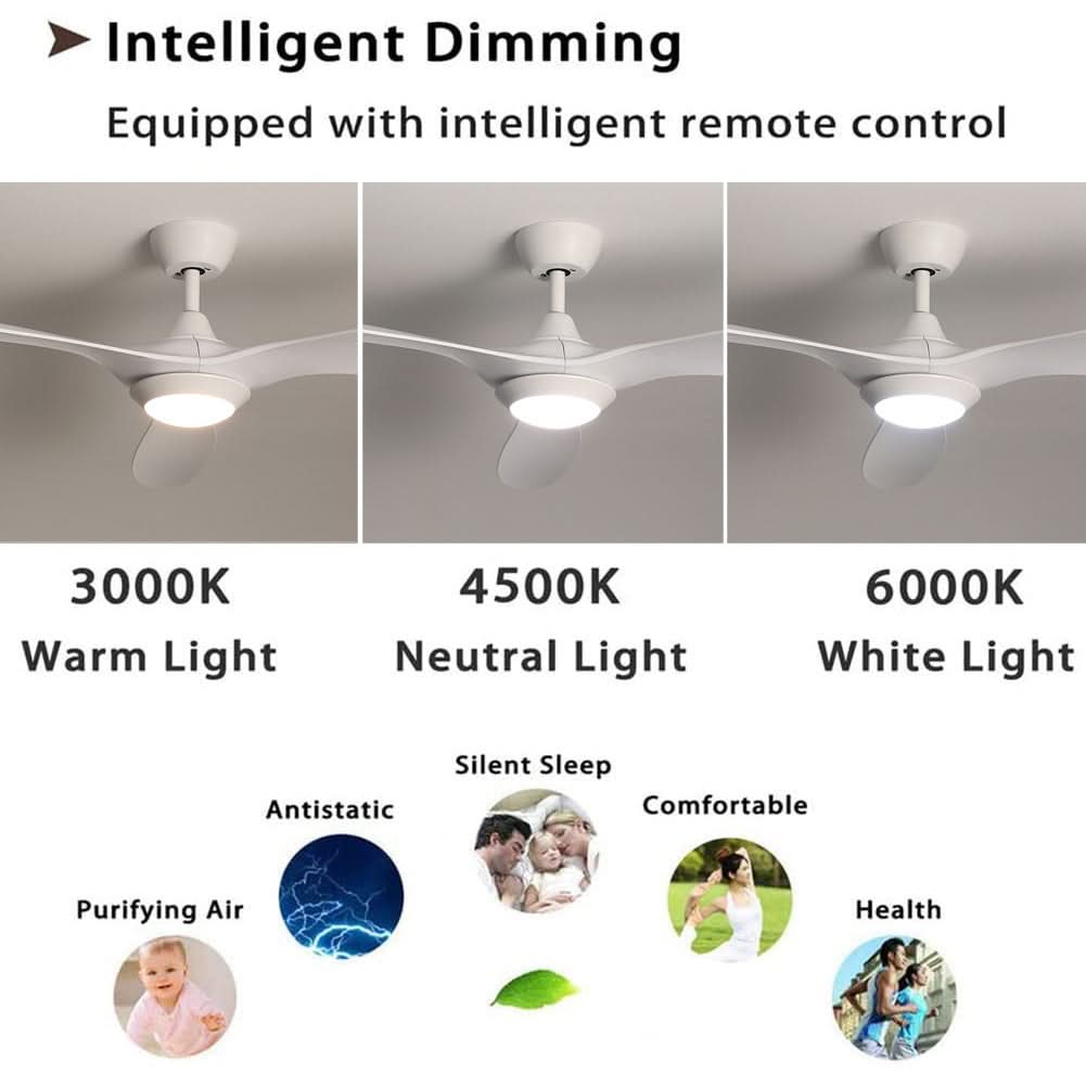 52 inch Reversible Ceiling Fan W/Light Remote Control 3/5 Blades 5 Speed Timer