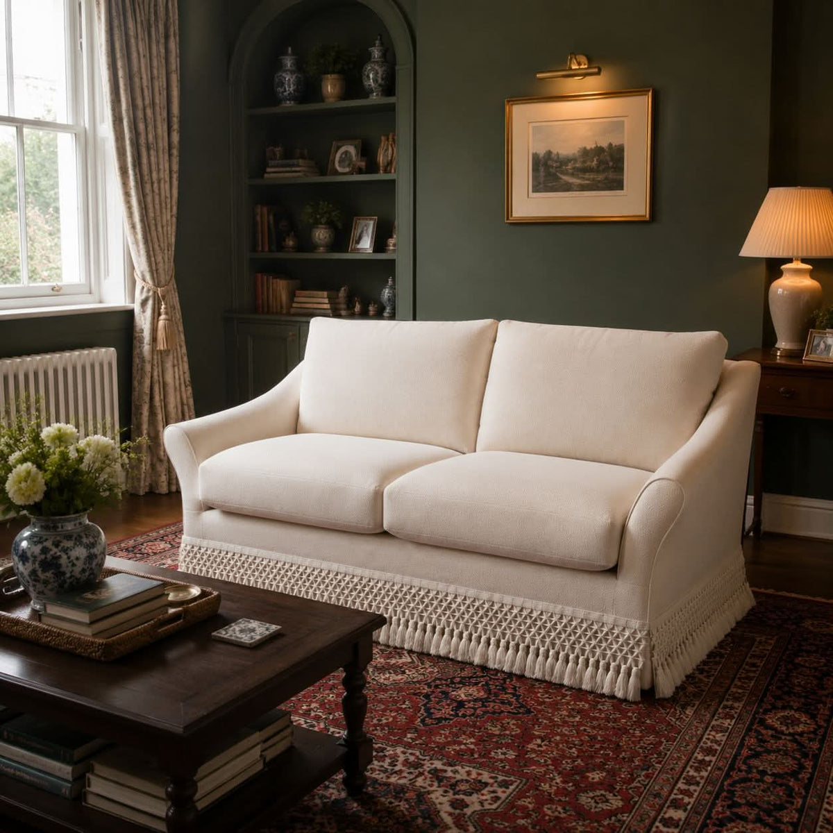 Cottonfy Slipcover Linen Armchair with Fringe