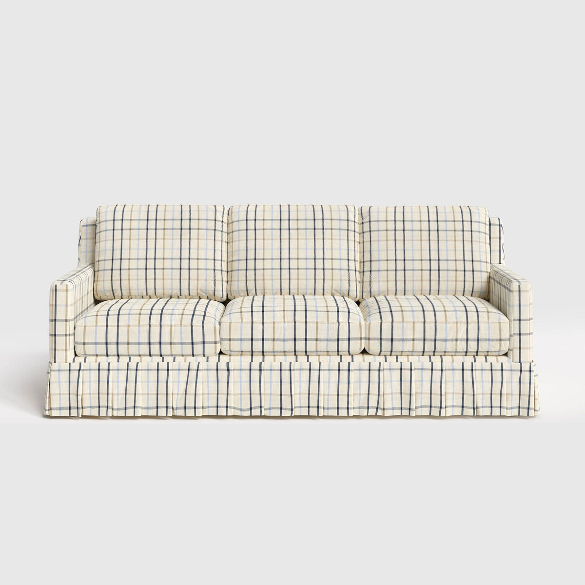 Cottonfy Blue Gingham Sofa with Skirted Base