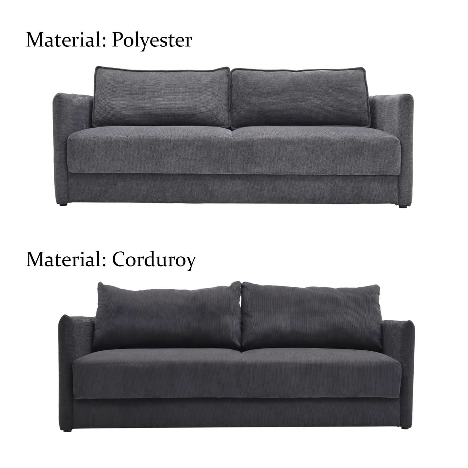 Grey 3-Seater Sleeper Sofa Bed polyester/corduroy