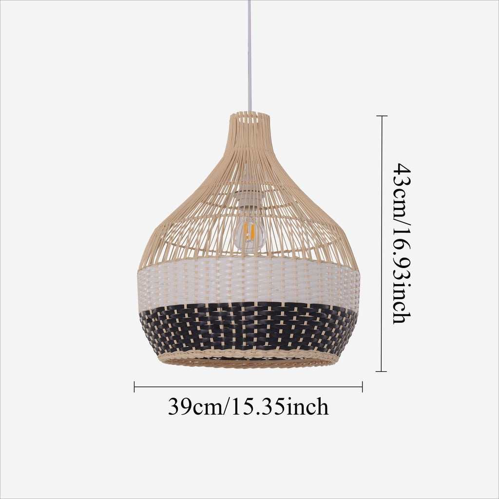 Lightsin Monochrome Japanese Style Handwoven Rattan Pendant Light
