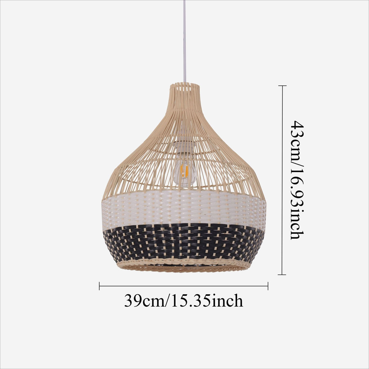 Lightsin Monochrome Japanese Style Handwoven Rattan Pendant Light