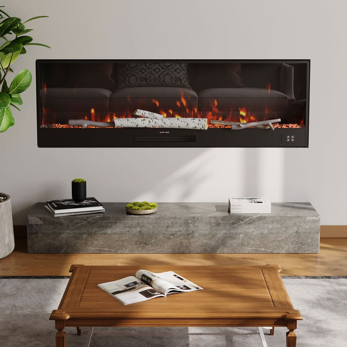 Smallbee 33/46/58inch WiFi Electric Fireplace with LED Display & Realistic Flame Effect