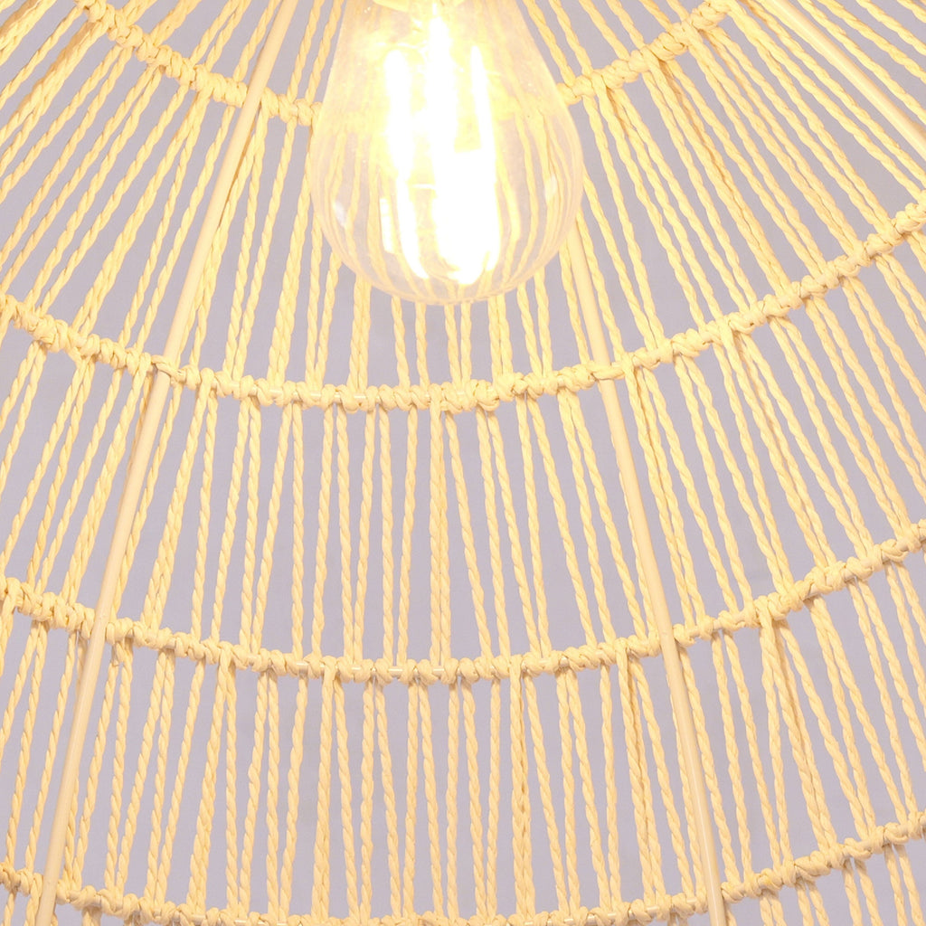 Lightsin Cella-Handwoven Paper Rope Dome Pendant Light – Eco-Friendly Ceiling Pendant Light with Iron Frame for Kitchen Island, Dining Room, or Living Room Lighting