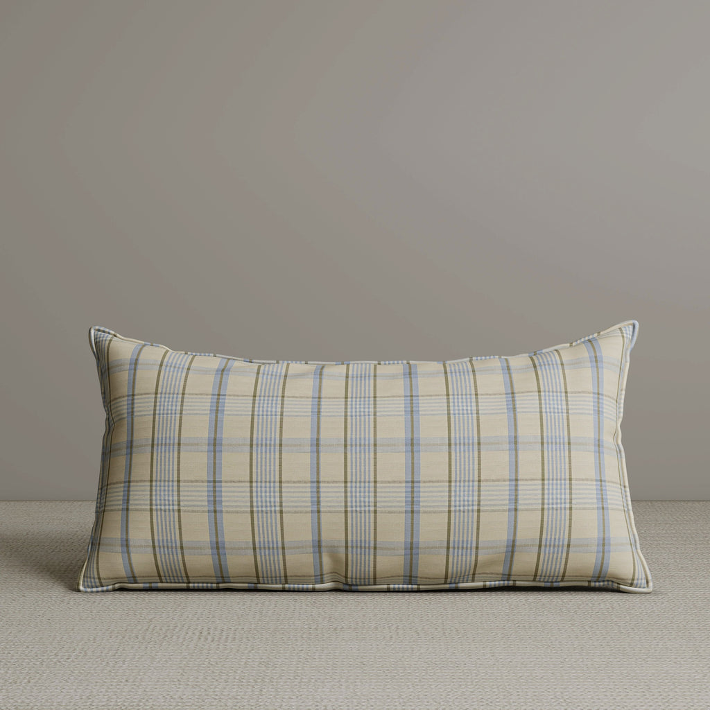 ‍Exclusive Waist Cushion in Sky Blue Checkered Cotton Linen, 56*27*12 CM (100% off)