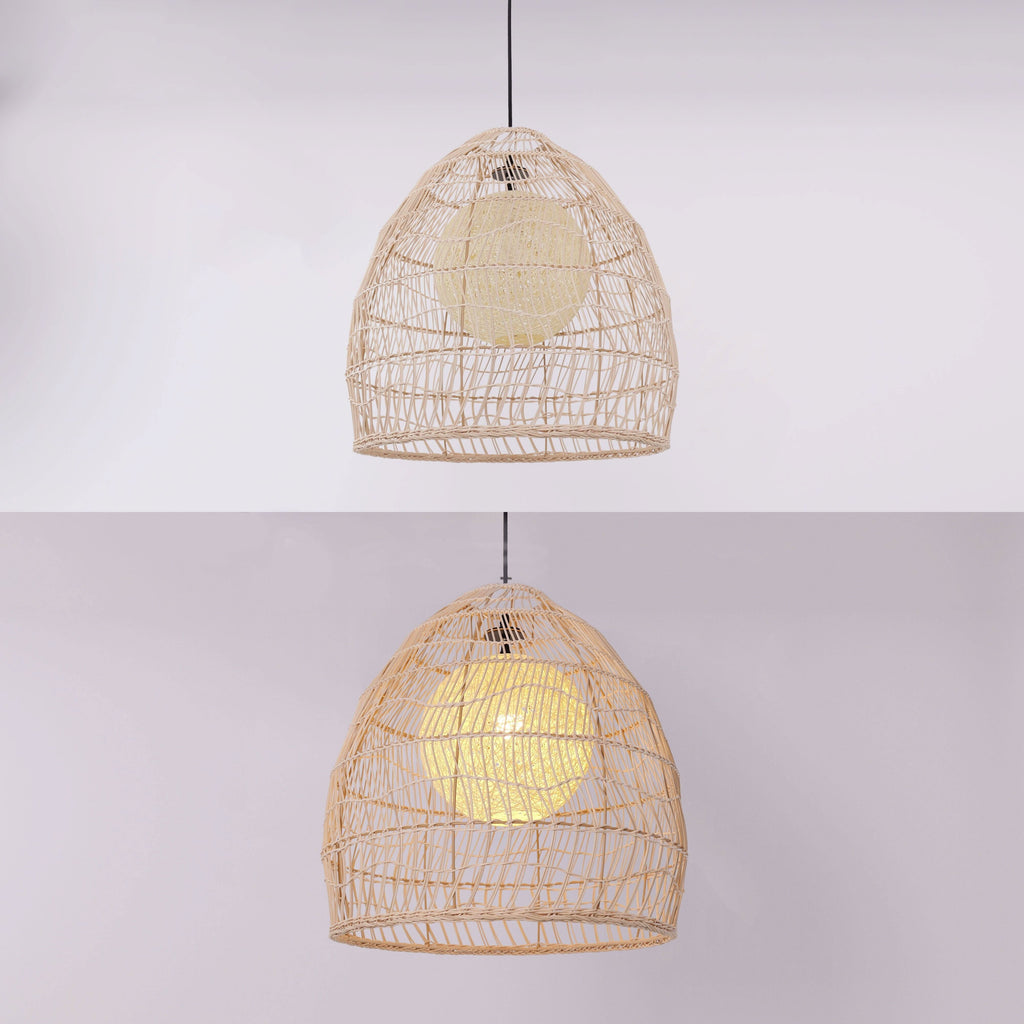 Cella-Lightsin Natural Rattan Pendant Light with Optional Woven Inner Sphere