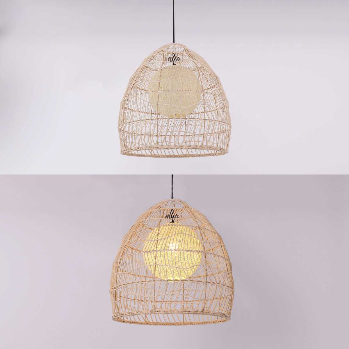 Cella-Lightsin Natural Rattan Pendant Light with Optional Woven Inner Sphere
