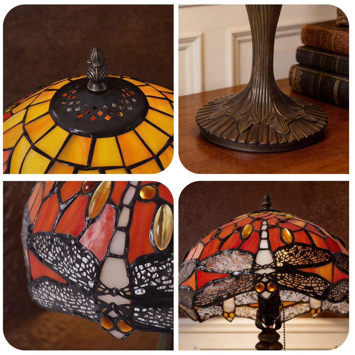 Lightin Tiffany Table Lamp | Handcrafted Stained Glass Dragonfly Series