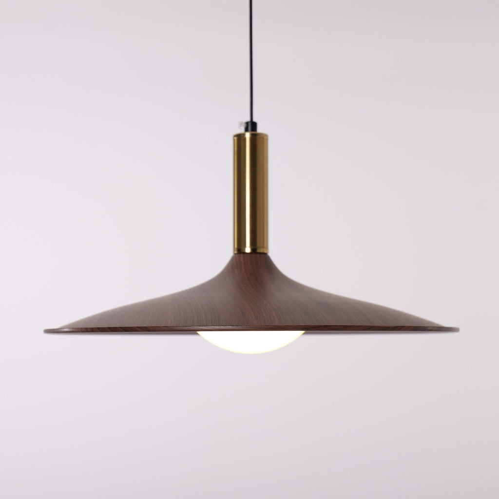 Walnut Double Pendant Light | Linear E27 Ceiling Lamp