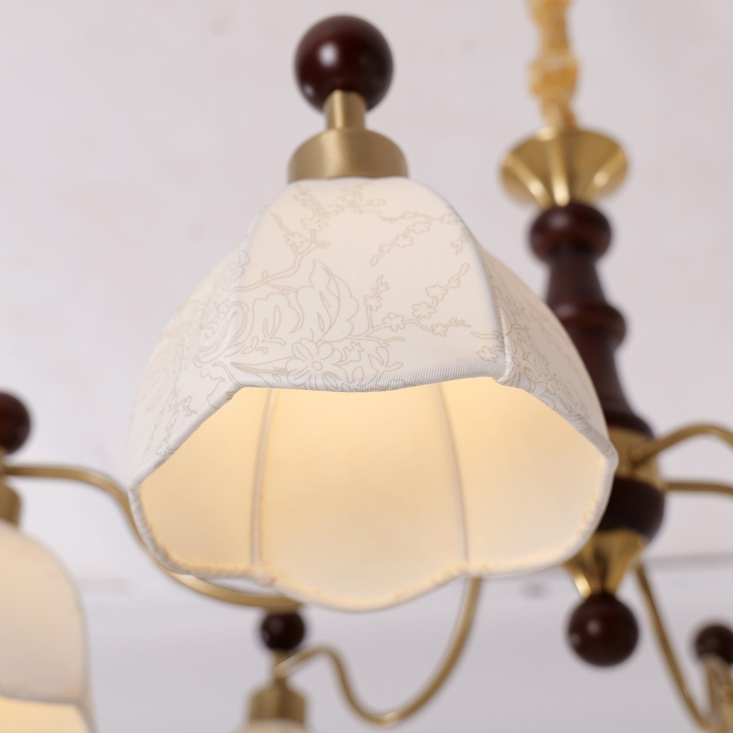 6-Light Yellow Fabric Chandelier | Adjustable E27 Ceiling Lamp