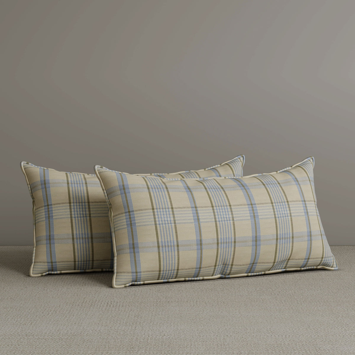 ‍Exclusive Waist Cushion in Sky Blue Checkered Cotton Linen, 56*27*12 CM (100% off)