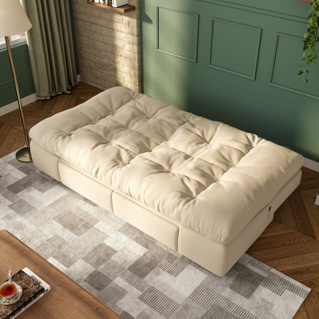 Cottonfy Upgrade Cream Cloud Double Folding Sofa Bed with Storage