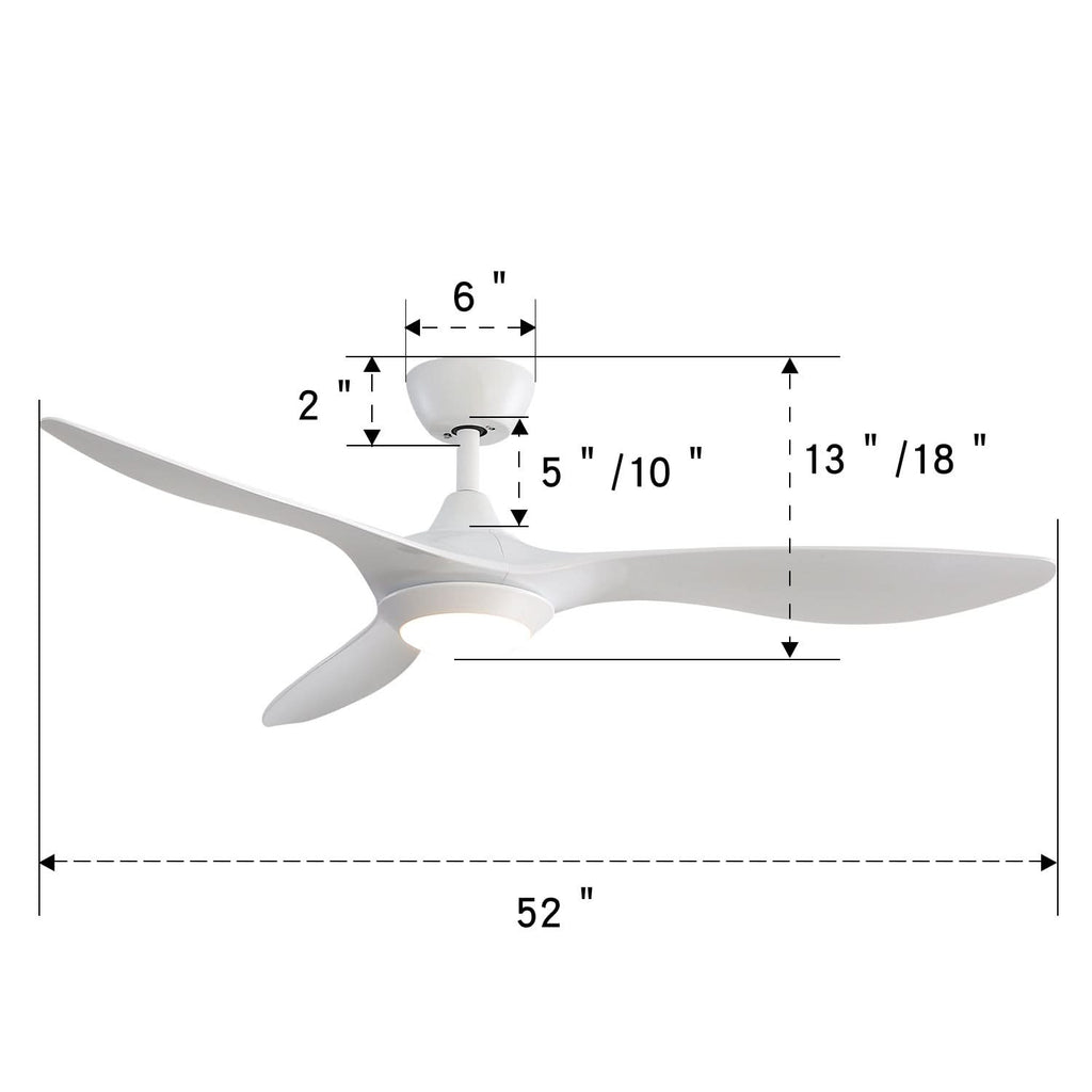 52 inch Reversible Ceiling Fan W/Light Remote Control 3/5 Blades 5 Speed Timer