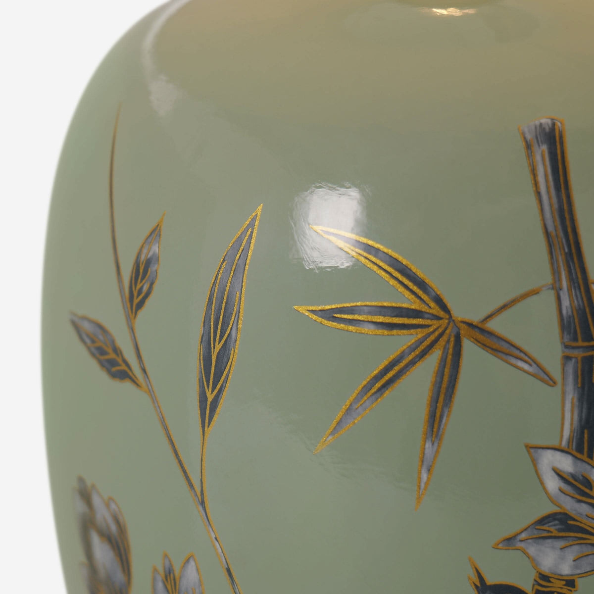 Lightsin Green Bamboo & Bird Ceramic Table Lamp with Seamless Dimming