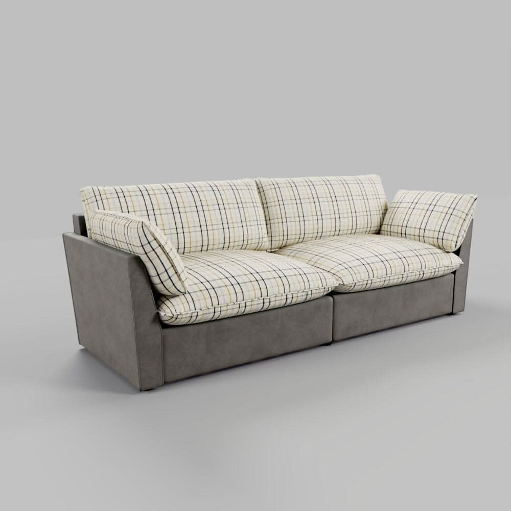 Cottonfy British Retro Check & Striped Sofa with Removable Covers