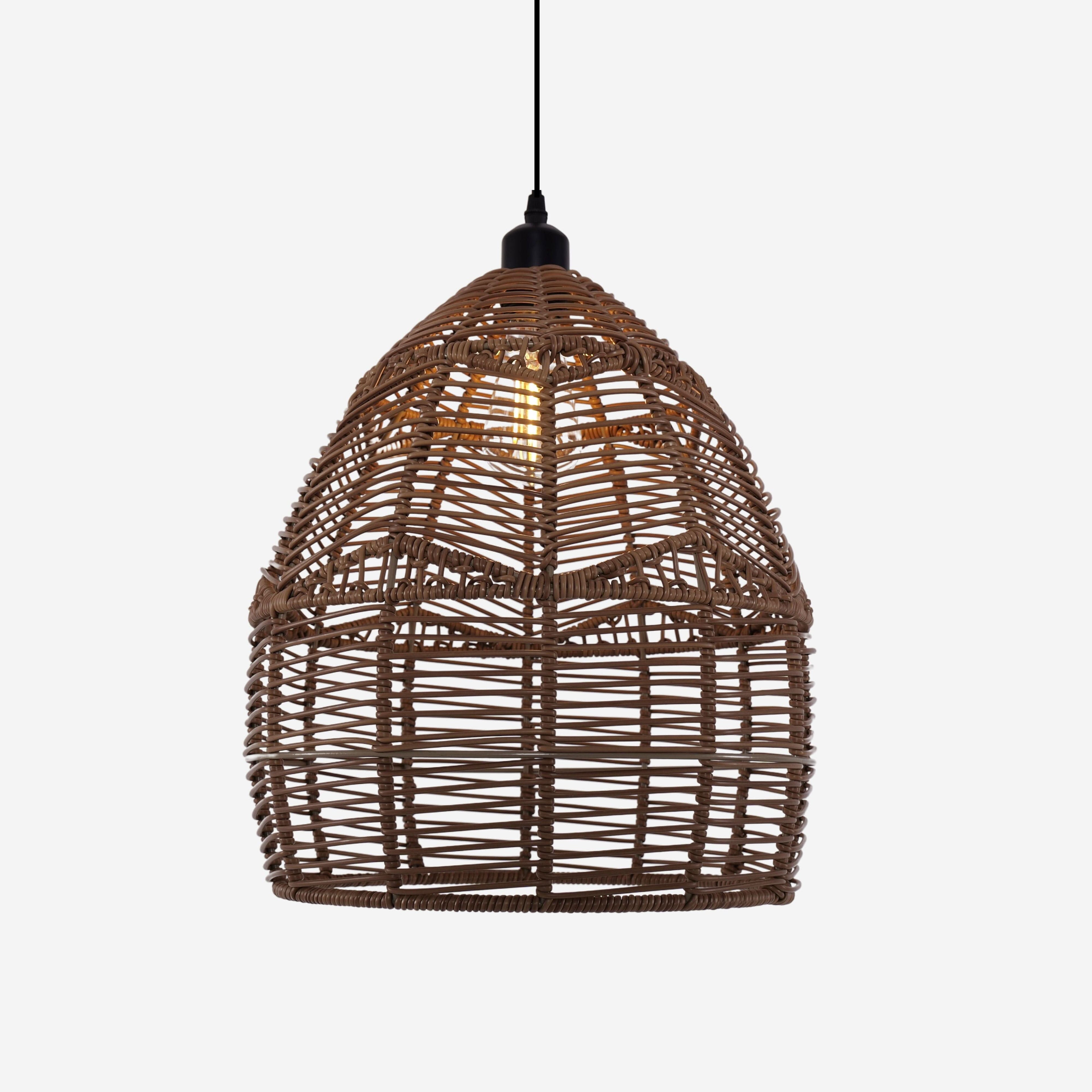 Lightsin Boho Rattan Pendant Light – Handwoven Wicker Ceiling Light Fixture for Living Room, Kitchen, and Bohemian Interiors
