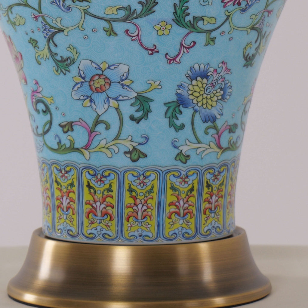 Lightsin Vibrant Ceramic Table Lamps for Living Room – Handcrafted Design with Warm Fabric Shade