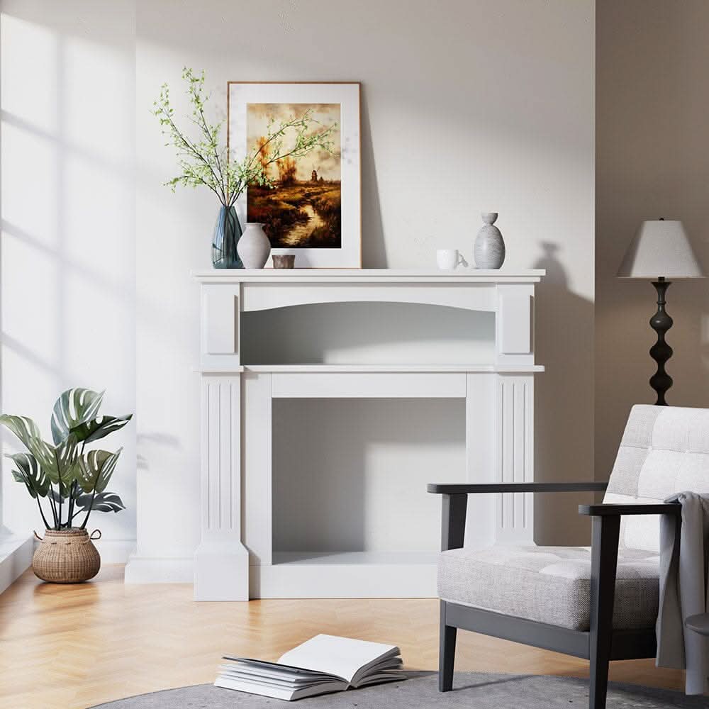 Wood Grain Fireplace Cabinet with 18inch Electric Fire | Touchscreen-enabled & remote-controlled