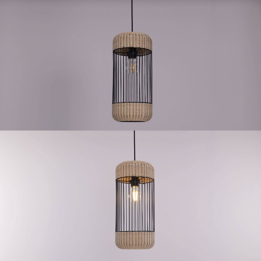 Glyph-Lightsin Cylinder-Inspired Rattan Pendant Light for Warm Natural Elegance
