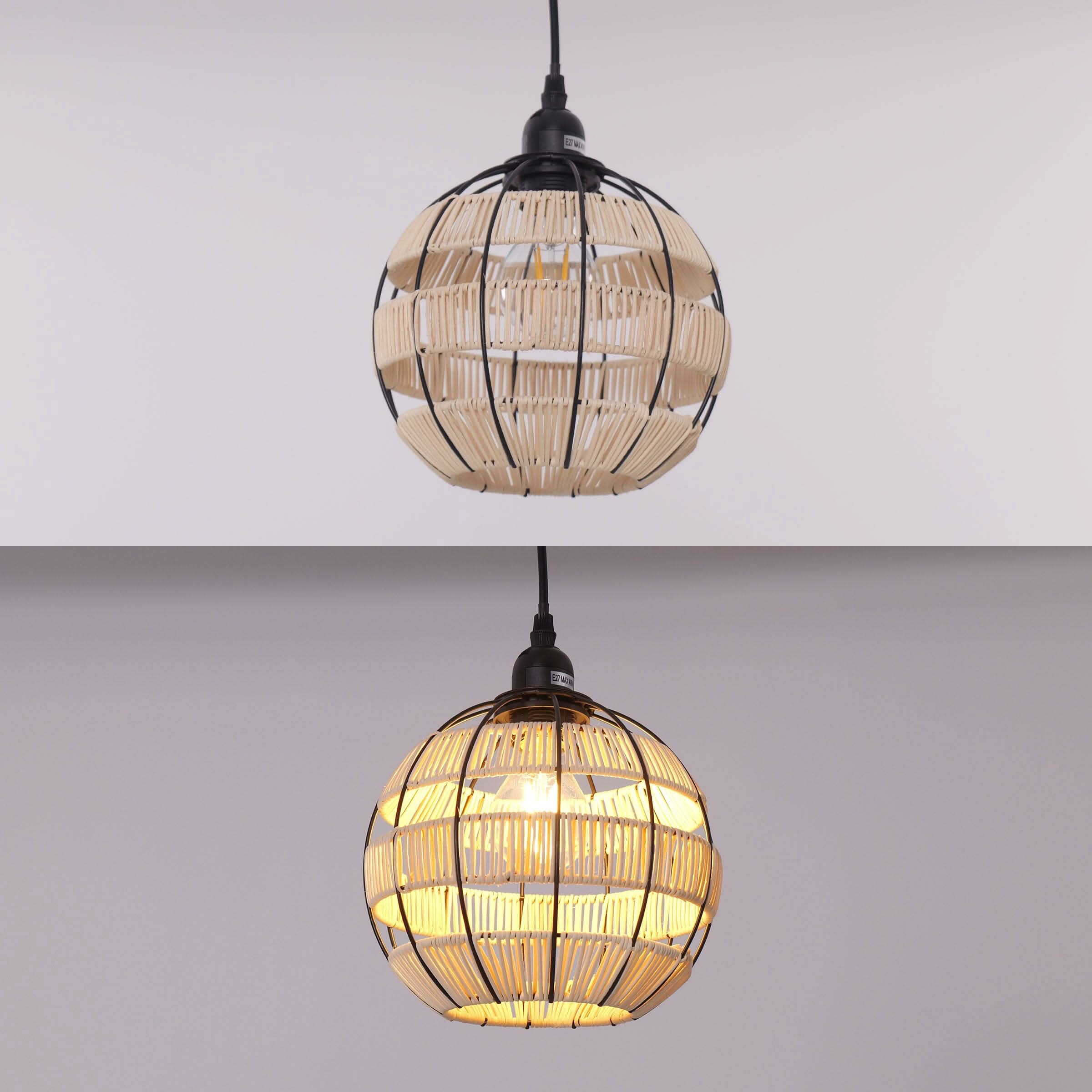 Glyph-Lightsin Woven Sphere Pendant Light for Cozy Natural Elegance