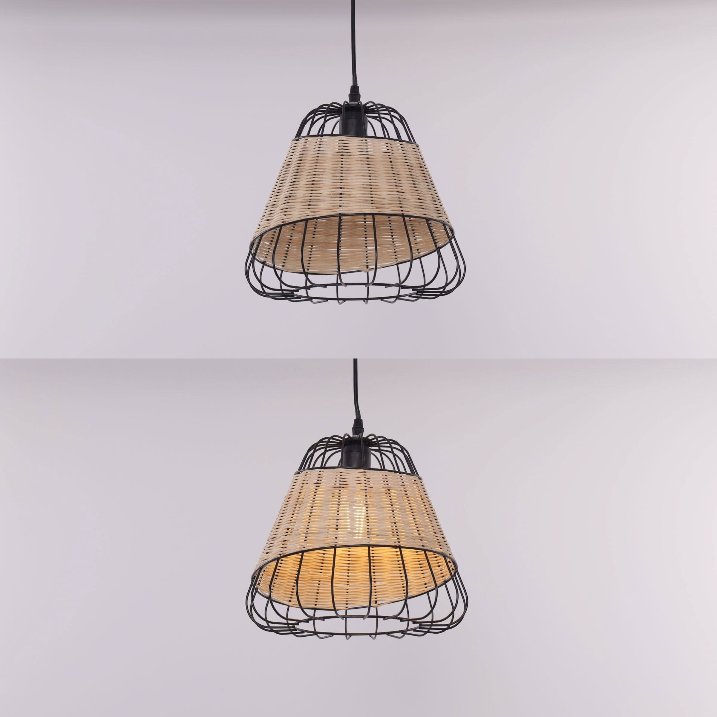 Glyph-Lightsin Bell-Shaped Rattan Pendant Light for Timeless Rustic Elegance