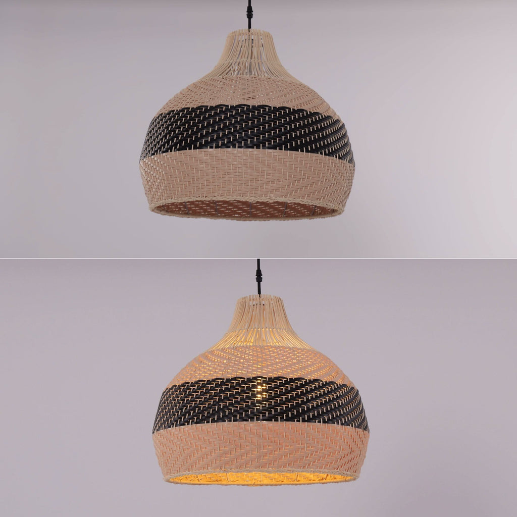 Lightsin Handwoven Rattan Pendant Light – Natural Woven Ceiling Light for Kitchen, Bedroom & Living Room