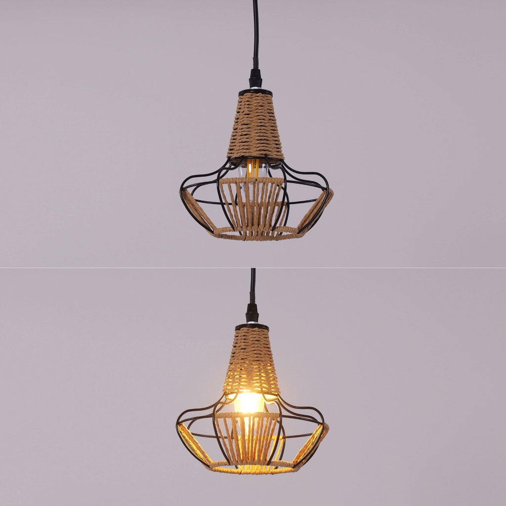 Glyph-Lightsin Woven Rattan Cage Pendant Light for Natural Charm and Effortless Elegance