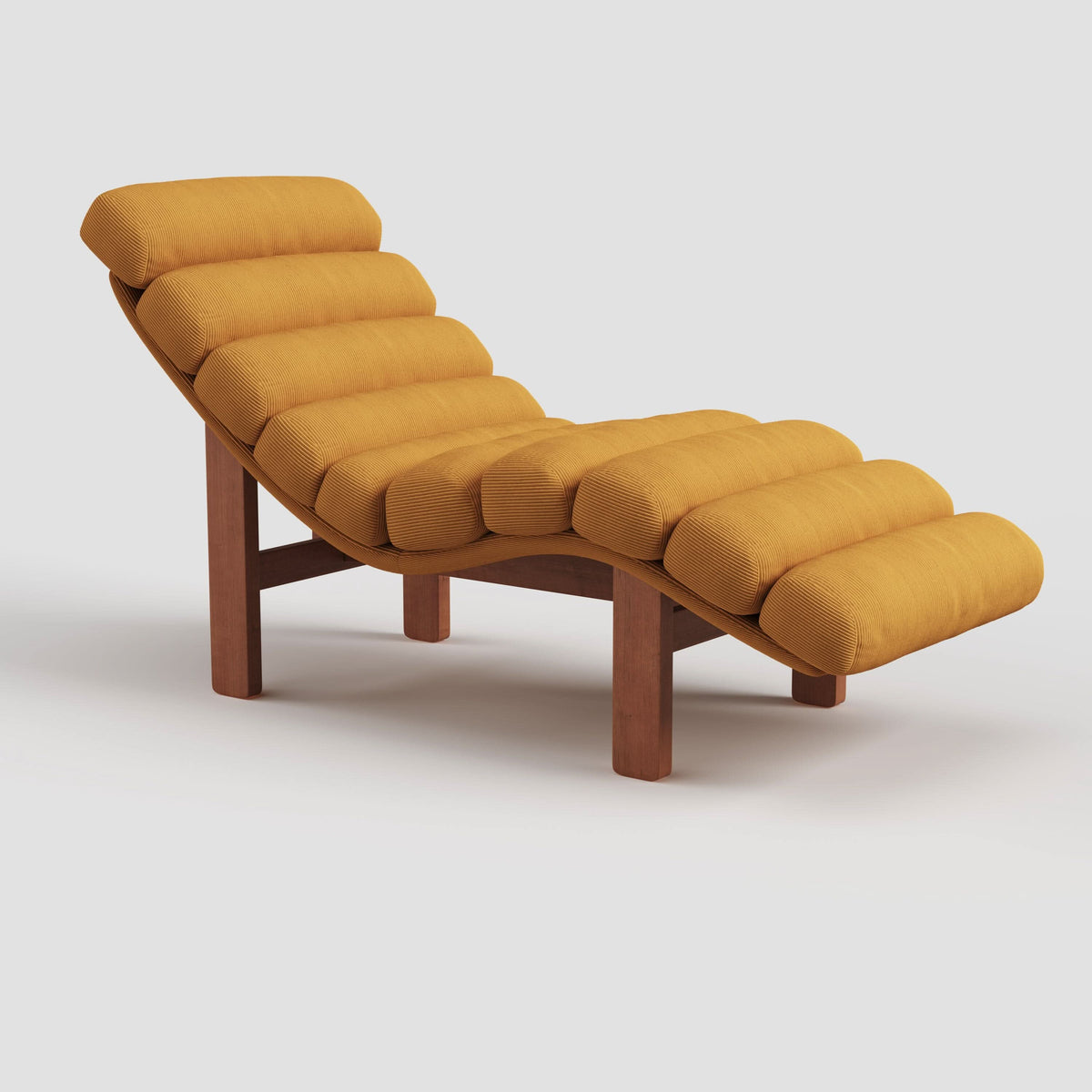 Cottonfy Modern Ergonomic Corduroy Chaise Lounge with Natural Wooden Frame