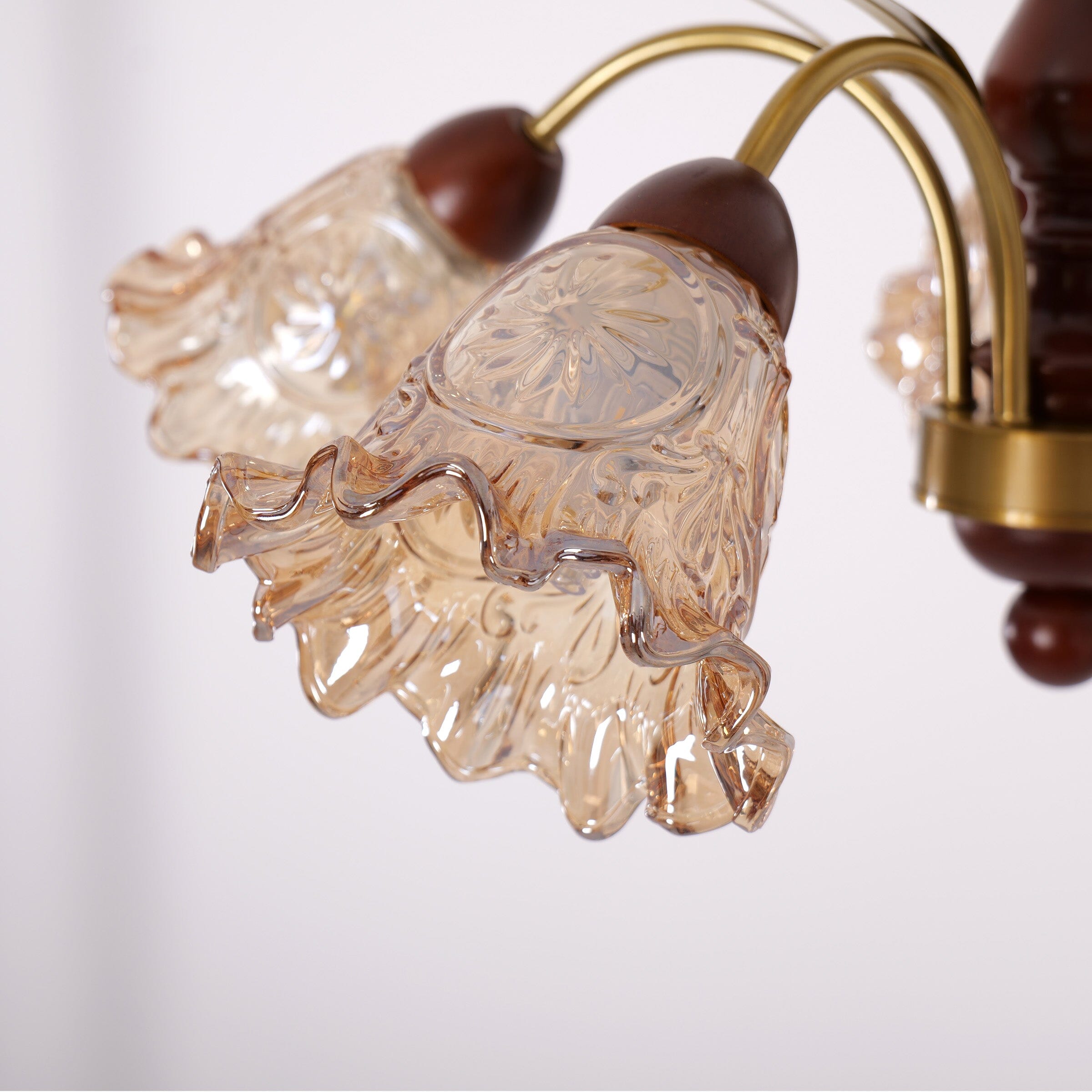 5-Light Vintage Glass Flower Chandelier | Copper E27 Pendant Lamp