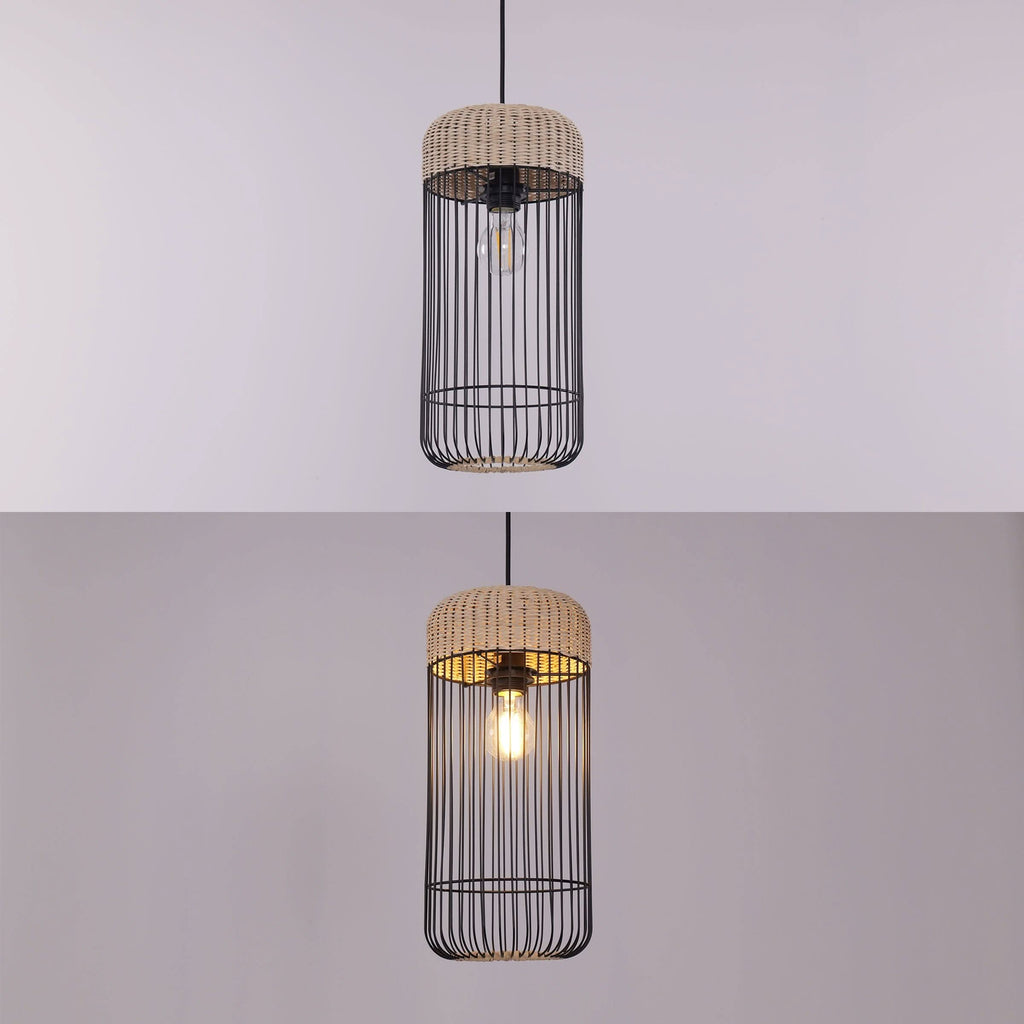 Glyph-Lightsin Woven Rattan Cylinder Pendant Light for Warm and Inviting Spaces