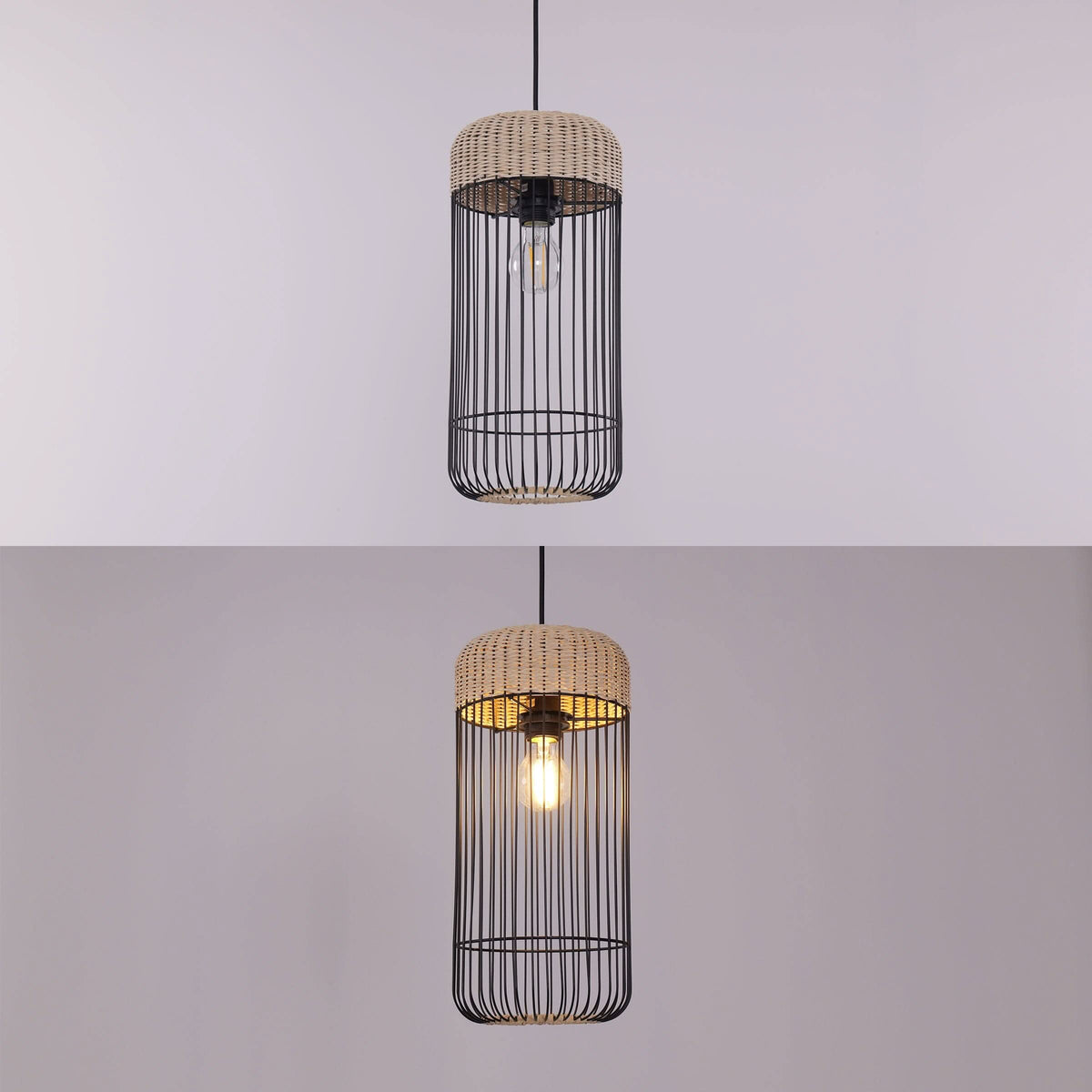 Glyph-Lightsin Woven Rattan Cylinder Pendant Light for Warm and Inviting Spaces