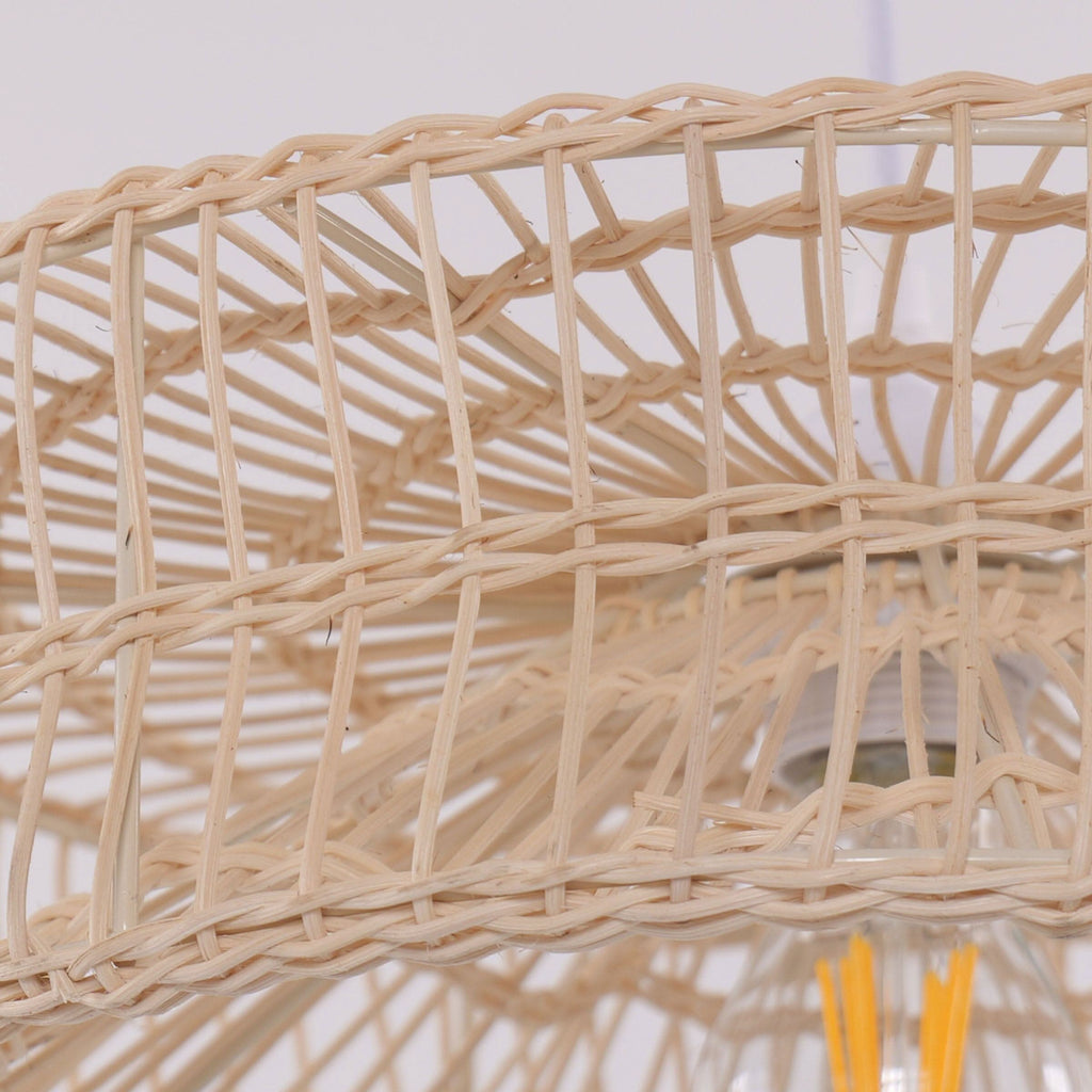 Lightsin Shallow Rattan Pendant Light for Kitchen Island Dining Area or Reading Corner