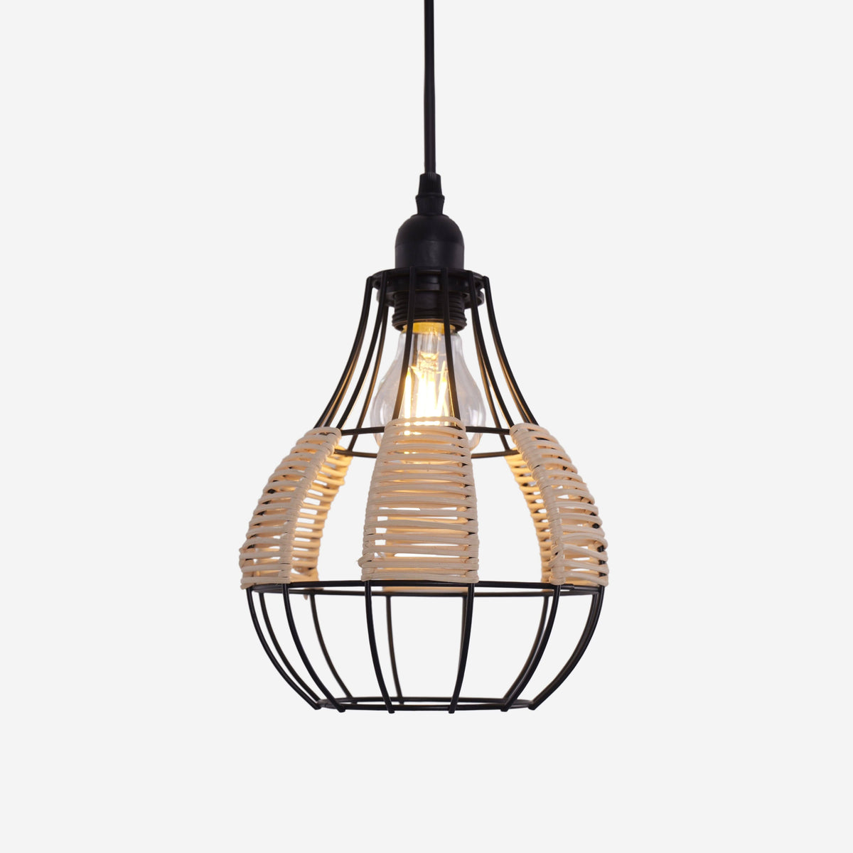 Glyph-Lightsin Basketweave Rattan Pendant Light for Cozy Earthy Elegance