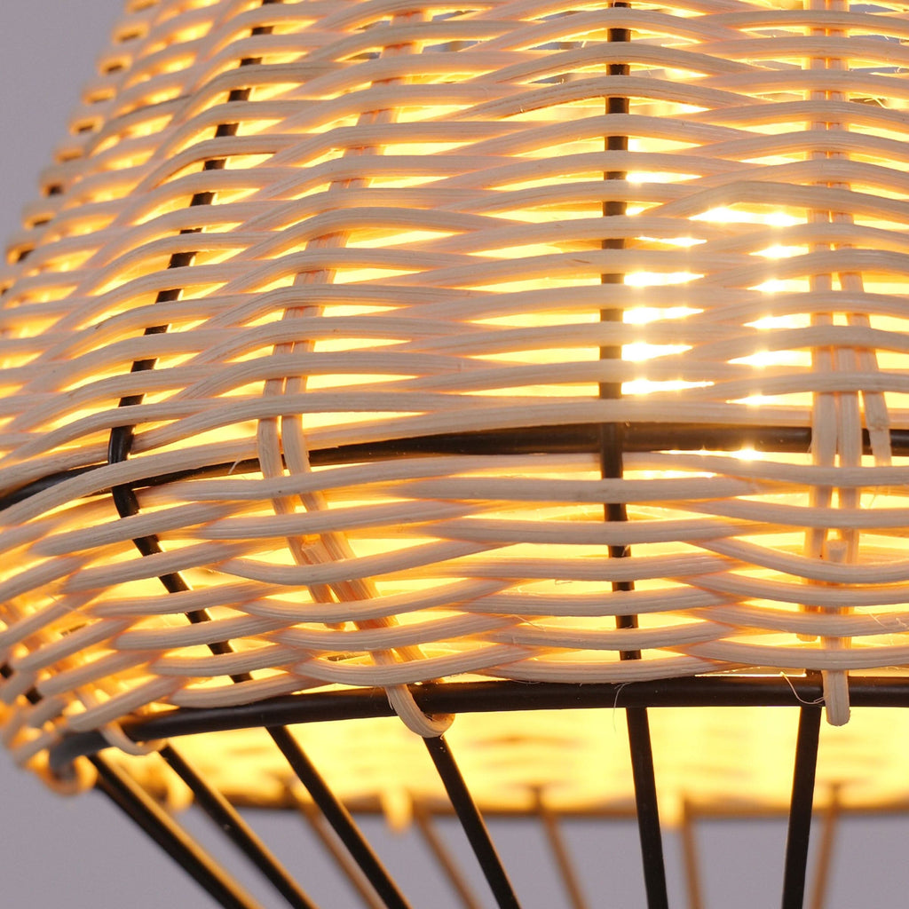 Glyph-Lightsin Rustic Iron Woven Rattan Pendant Light for Dining Room, Reading Corner & Bedroom